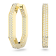 Brincos Swarovski Argola Dextera, Modelo Octagonal, Grandes, Brancos, Lacado a Dourado