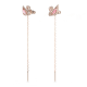 Brincos Swarovski Compridos Dazzling Swan, Cisne, Rosa, Lacado a Rosa Dourado