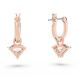Brincos Swarovski Compridos Ortyx, Lapidação em Triângulo, Branco, Lacado a Rosa Dourado