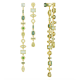Brincos Swarovski Compridos Gema, Design Assimétrico, Combinação de Lapidações, Extra Compridos, Verde, Lacado a Dourado