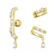 Brinco Swarovski Cuff Dextera, Conjunto (3), Combinação de Lapidações, Branca, Lacado a Dourado