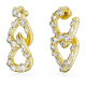 Brincos Swarovski Argola Dextera, Combinação de Lapidações, Laço Bloqueado, Brancos, Lacado a Dourado