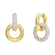 Brincos Swarovski Argola Dextera, Design Assimétrico, Laço Bloqueado, Brancos, Lacado a Dourado