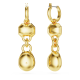 Brincos Swarovski Compridos Dextera, Combinação de Lapidações, Branco, Lacado a Dourado