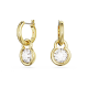 Brincos Swarovski Compridos Dextera, Lapidação Redonda, Branco, Lacado a Dourado