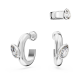 Brincos Swarovski de Argola com Punho Auricular Dextera, Conjunto (3), Lapidação Tipo Pera, Branco, Lacado a Ródio