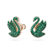 Brincos Swarovski Stud Iconic Swan, Cisne, Verde, Lacado a Rosa Dourado