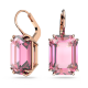 Brincos Swarovski Compridos Millenia, Lapidação Octogonal, Rosa, Lacado a Rosa Dourado