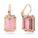 Brincos Swarovski Compridos Millenia, Lapidação Octogonal, Rosa, Lacado a Rosa Dourado