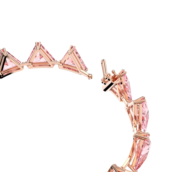 Pulseira Swarovski Ortyx, Lapidação em Triângulo, Rosa, Lacado a Rosa Dourado