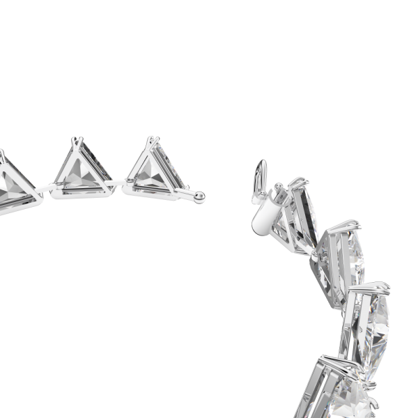 Pulseira Swarovski Ortyx, Lapidação em Triângulo, Branca, Lacado a Ródio