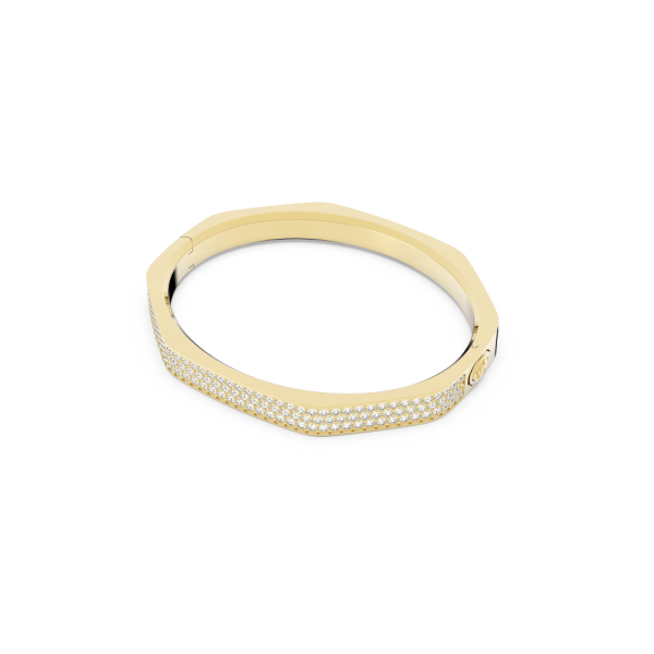 Bracelete Swarovski Dextera, Modelo Octagonal, Branca, Lacado a Dourado