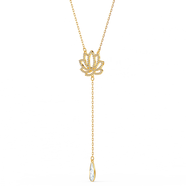 Colar Swarovski Symbolic, Lótus, Branco, Lacado a Dourado