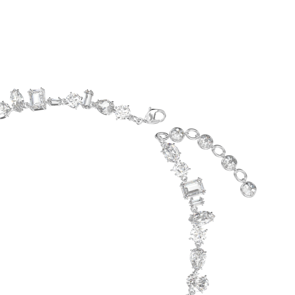Colar Swarovski Gema, Combinação de Lapidações, Branco, Lacado a Ródio