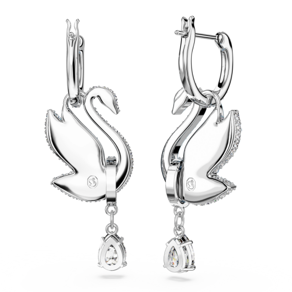 Brincos Swarovski Compridos Iconic Swan, Cisne, Azuis, Lacado a Ródio