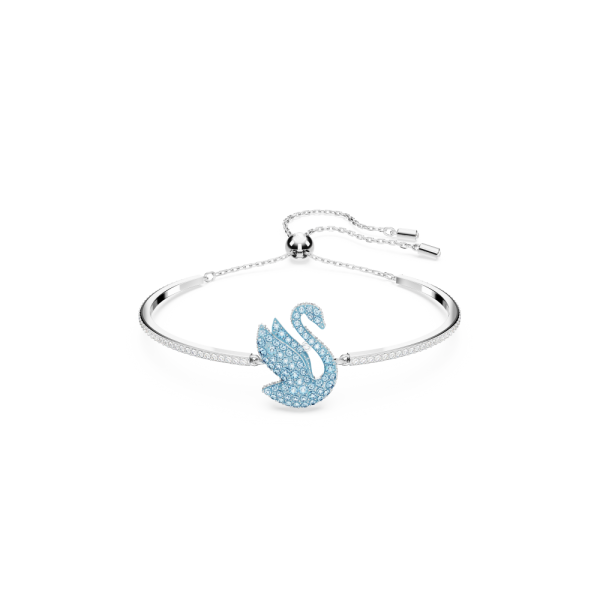 Bracelete Swarovski Iconic Swan, Cisne, Azul, Lacado a Ródio