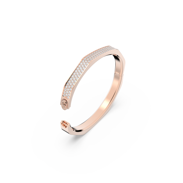 Bracelete Swarovski Dextera, Modelo Octagonal, Branca, Lacado a Rosa Dourado