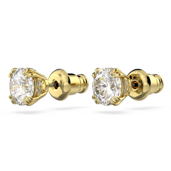 Brincos Swarovski Stud Constella, Lapidação Redonda, Branco, Lacado a Dourado