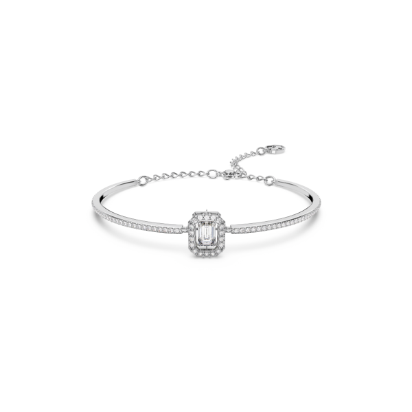 Bracelete Swarovski Millenia, Lapidação Octogonal, Pavé, Branca, Lacado a Ródio