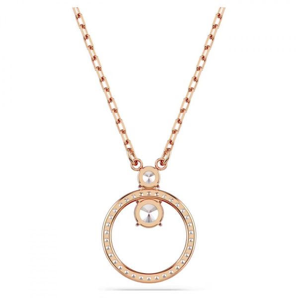 Pingente Swarovski Constella Pavé, Lapidação redonda, Branco, Lacado a rosa dourado